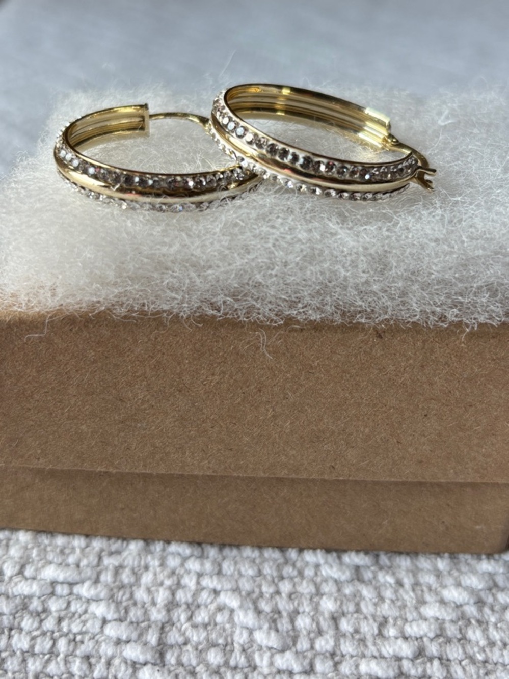 Gold-Tone Crystal Hoop Earrings - Elegant Women's Jewelry